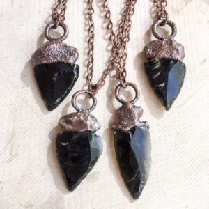 Product Image: Grounding Black Obsidian Arrowhead Necklace | Copper