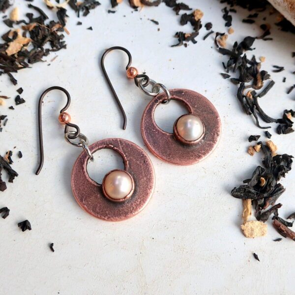 Product Image: Introspection Pearl Drop Earrings | Copper