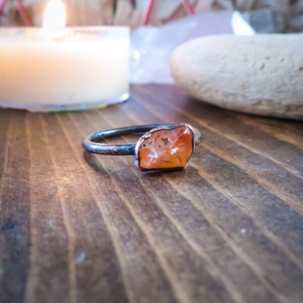 Product Image: Carnelian Agate Tumbled Stone Ring | Copper | Size 7.25