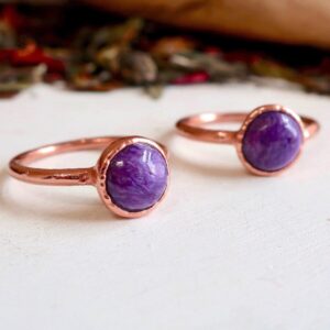 Product Image: Charoite Copper Ring 8mm | Charoite Jewelry | Electroformed Copper Band