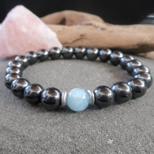 Product Image: Hematite & Aquamarine Beaded Bracelet