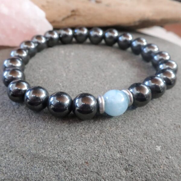 Product Image: Hematite & Aquamarine Beaded Bracelet