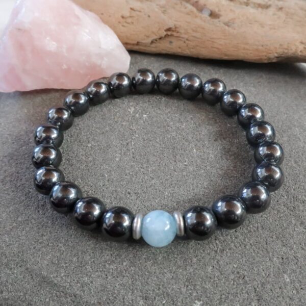 Product Image: Hematite & Aquamarine Beaded Bracelet