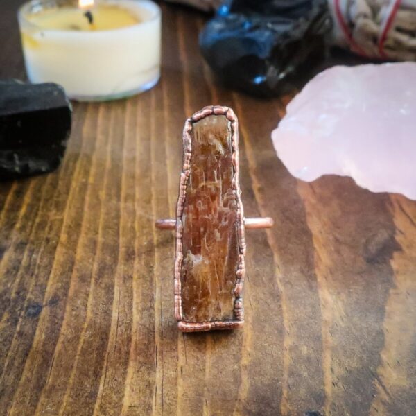 Product Image: Raw Orange Kyanite Blade Ring | Copper | Size 7.5