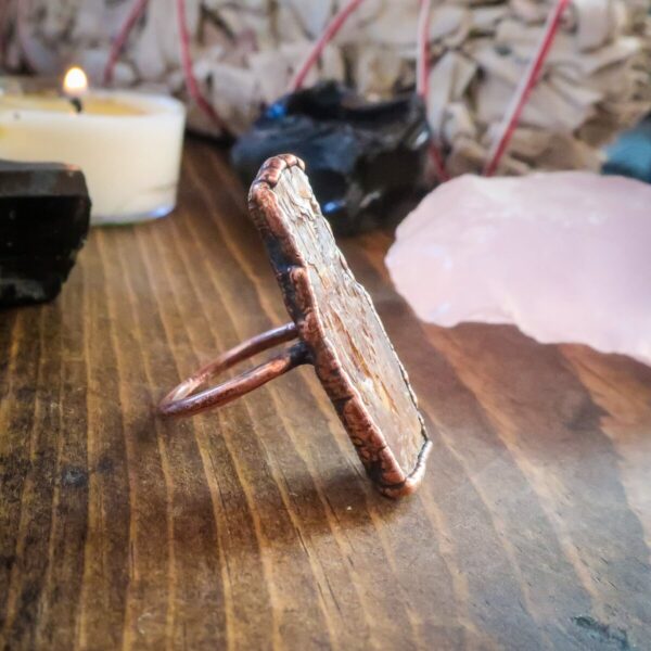 Product Image: Raw Orange Kyanite Blade Ring | Copper | Size 7.5