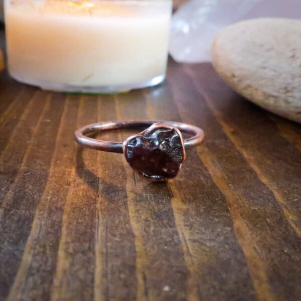 Product Image: Raw Red/Brown Zircon Ring | Copper | Size 7