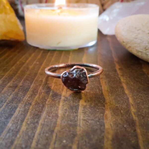 Product Image: Raw Red/Brown Zircon Ring | Copper | Size 7