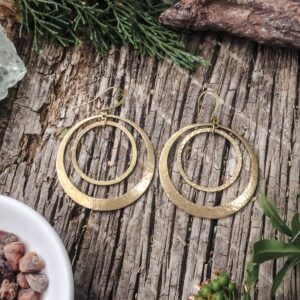 Product Image: Full Circle Hoop Earrings | Hand Hammered Brass