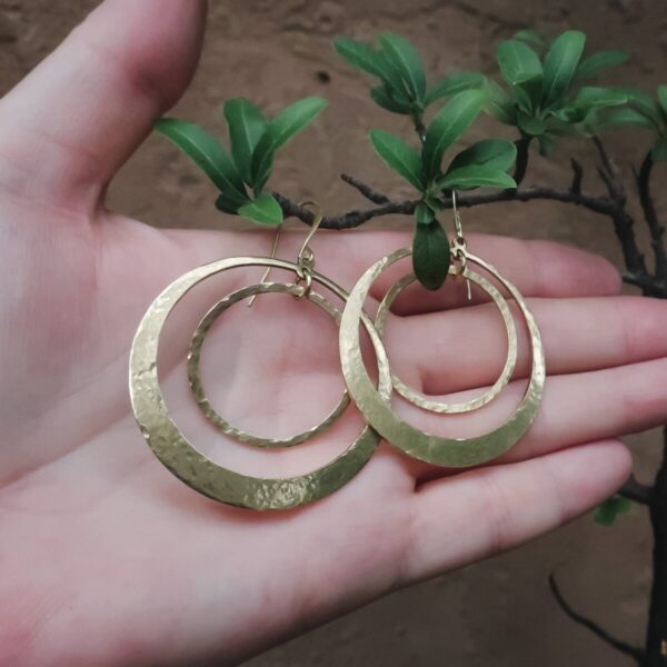 Product Image: Full Circle Hoop Earrings | Hand Hammered Brass