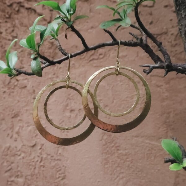 Product Image: Full Circle Hoop Earrings | Hand Hammered Brass