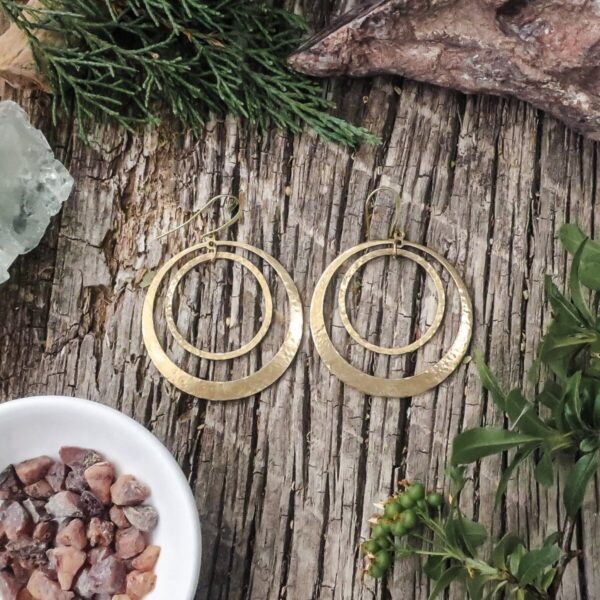 Product Image: Full Circle Hoop Earrings | Hand Hammered Brass