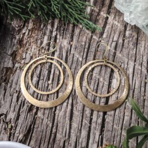 Product Image: Full Circle Earrings | Hand Hammered Brass