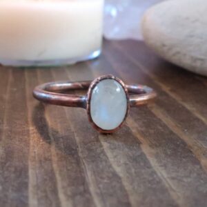 Product Image: Rainbow Moonstone Traveller’s Ring | Copper | Size 9