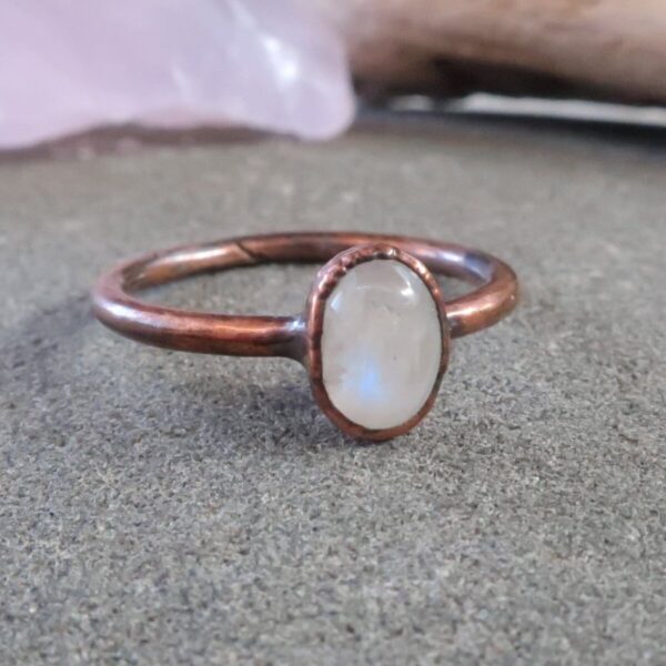 Product Image: Rainbow Moonstone Traveller’s Ring | Copper | Size 9