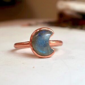 Product Image: Labradorite Crescent Moon Ring | Copper | Size 7