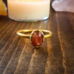 Product Image: Sunstone Oval Stone Ring | 24k Gold Plated | Size 7