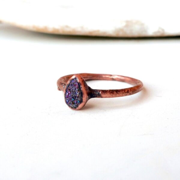 Product Image: Druzy Quartz Teardrop Ring | Copper