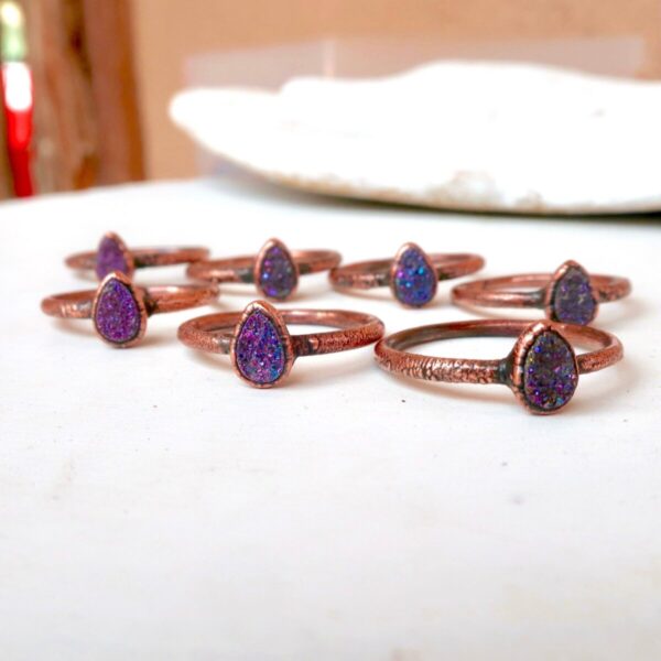 Product Image: Druzy Quartz Teardrop Ring | Copper