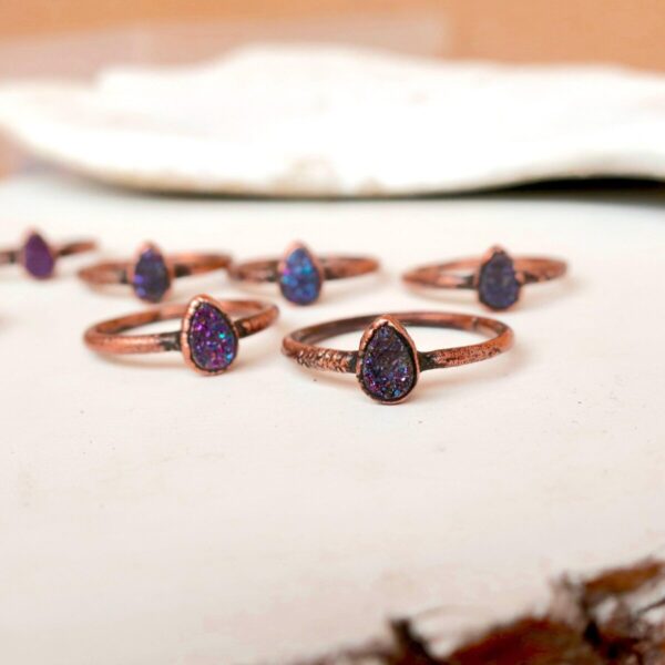 Product Image: Druzy Quartz Teardrop Ring | Copper