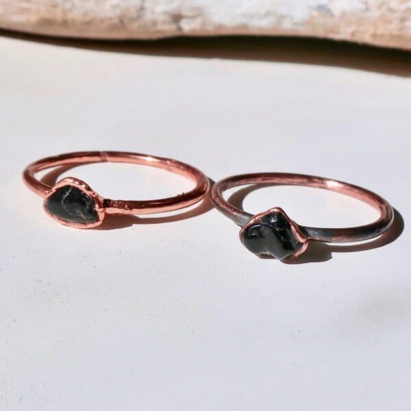 Product Image: Dainty Black Tourmaline Copper Ring