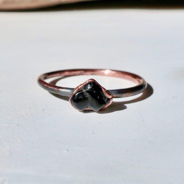 Product Image: Dainty Black Tourmaline Copper Ring