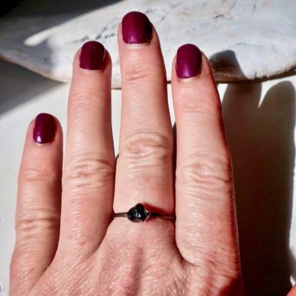 Product Image: Dainty Black Tourmaline Copper Ring