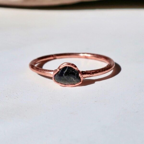 Product Image: Dainty Black Tourmaline Copper Ring