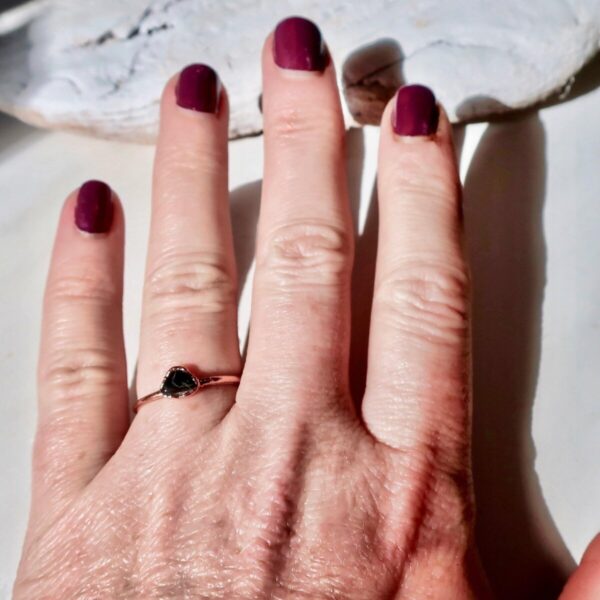 Product Image: Dainty Black Tourmaline Copper Ring