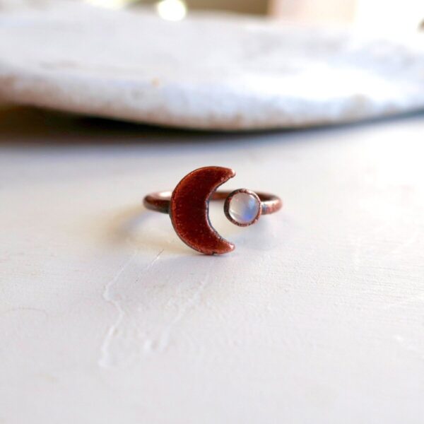 Product Image: Copper Moon and Moonstone Open Ring, Moonstone Jewelry