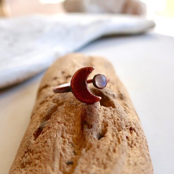 Product Image: Copper Moon and Moonstone Open Ring, Moonstone Jewelry