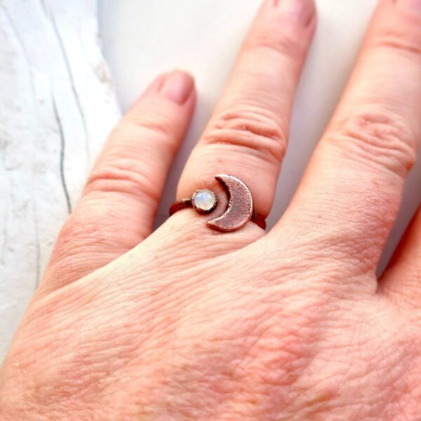 Product Image: Copper Moon and Moonstone Open Ring, Moonstone Jewelry