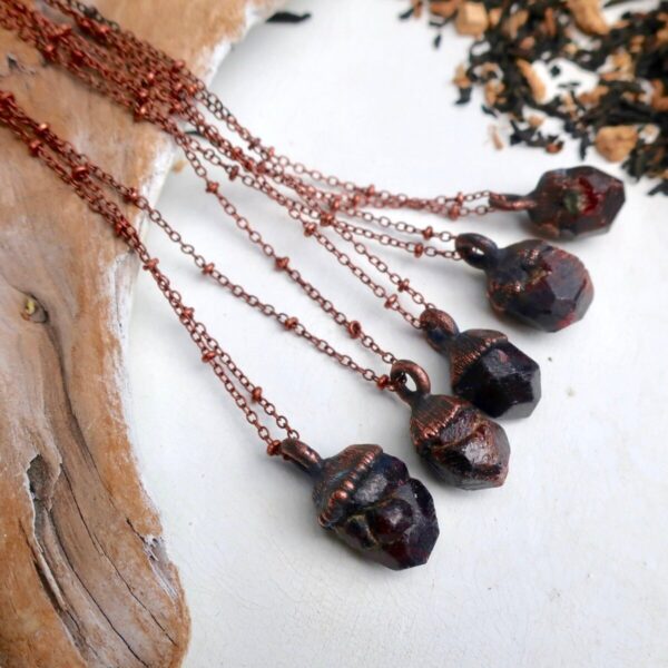 Product Image: Raw Dodecahedral Garnet Necklace | Copper