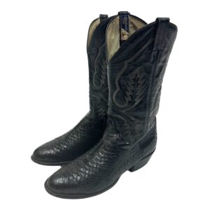 Product Image: 1980’S PAN HANDLE SLIM MADE IN USA BLACK PYTHON LEATHER COWBOY BOOTS M11