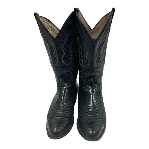 Product Image: 1980’S PAN HANDLE SLIM MADE IN USA BLACK PYTHON LEATHER COWBOY BOOTS M11