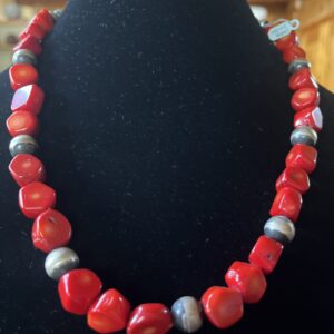 Product Image: Coral with silver beads