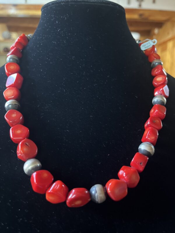 Product Image: Coral with silver beads