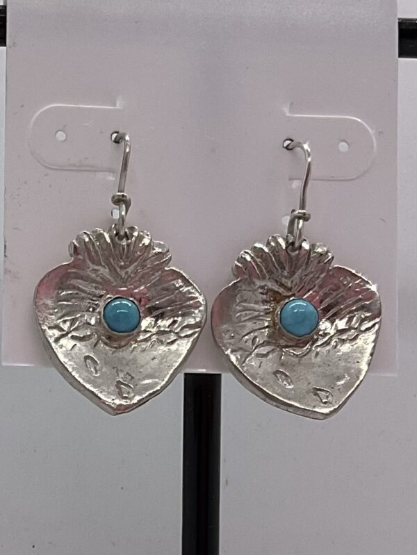 Product Image: Hand carved silver hearts/turquoise