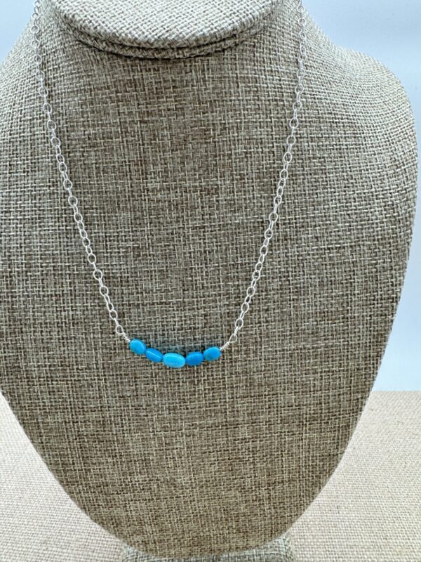 Product Image: Necklace: Sky Blue Turquoise Bar Style on Sterling Silver 17″ Chain