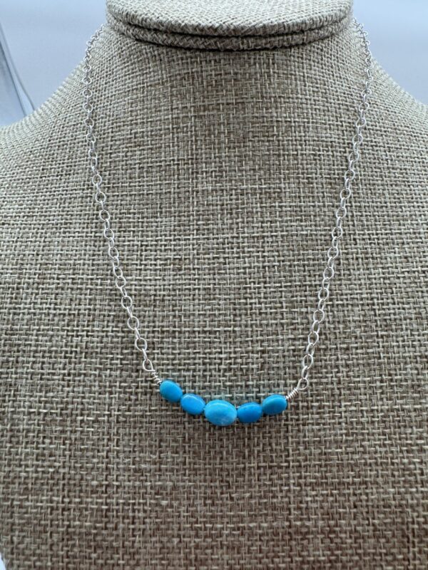 Product Image: Necklace: Sky Blue Turquoise Bar Style on Sterling Silver 17″ Chain