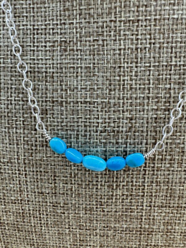 Product Image: Necklace: Sky Blue Turquoise Bar Style on Sterling Silver 17″ Chain