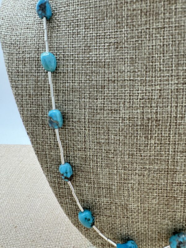 Product Image: Necklace: Turquoise Blue Green Nugget + Liquid Silver 24″ Long