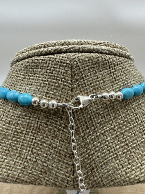 Product Image: Necklace” Sky Blue Turquoise 5X7mm oval 1″ Sterling Circle Drop 17″ + 2″ Sterling Extender Chain