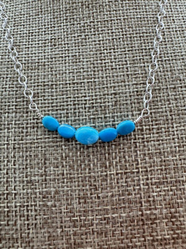 Product Image: Necklace: Sky Blue Turquoise Bar Style on Sterling Silver 17″ Chain