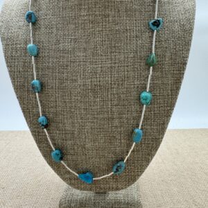 Product Image: Necklace: Turquoise Blue Green Nugget + Liquid Silver 24″ Long