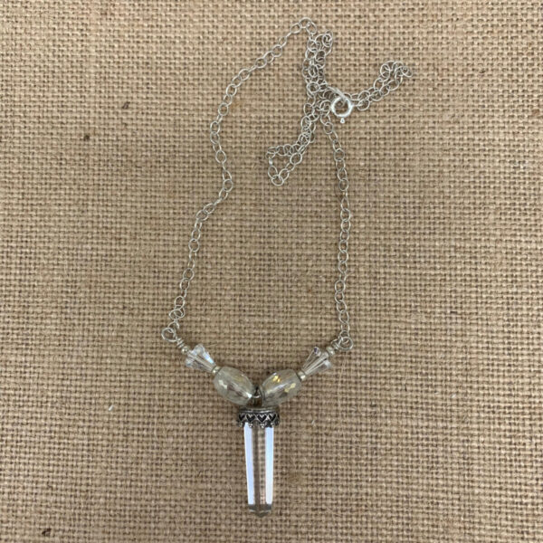 Product Image: Necklace: Quartz Crystal, Vintage Glass, Sterling Silver Chain 18: Springing Closure