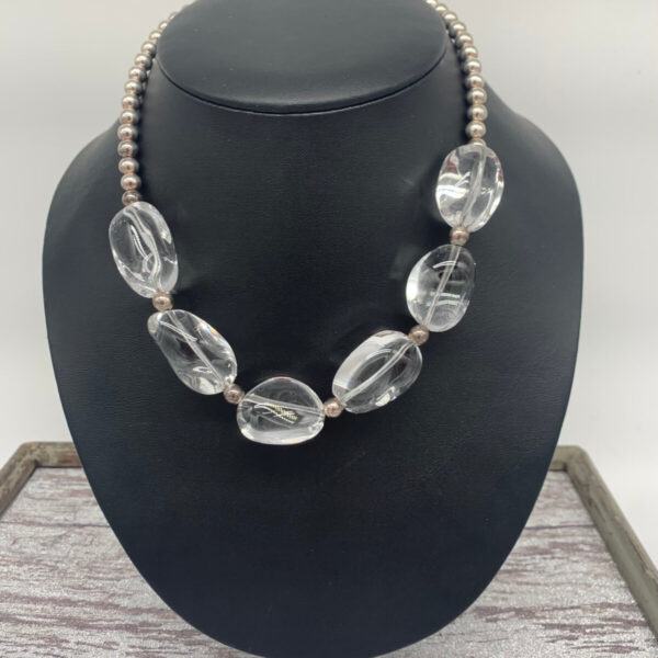 Product Image: Necklace: Quartz Crystal Nuggets, Sterling Silver Beads, 15 ½”+3″ Extender Chain