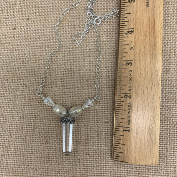 Product Image: Necklace: Quartz Crystal, Vintage Glass, Sterling Silver Chain 18: Springing Closure