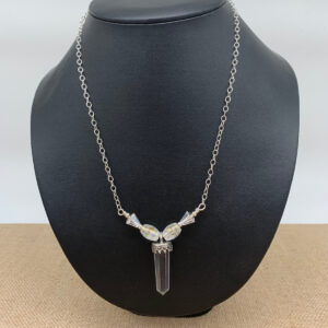 Product Image: Necklace: Quartz Crystal, Vintage Glass, Sterling Silver Chain 18: Springing Closure