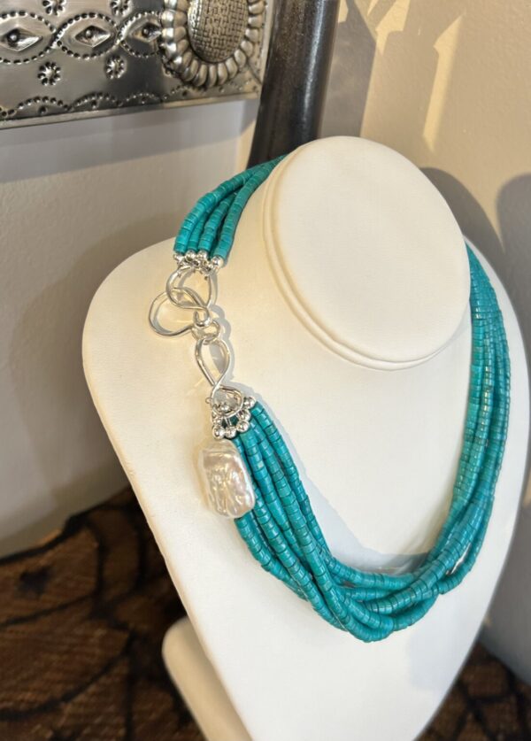 Product Image: Turquoise, Freshwater Pearl and Sterling Necklace