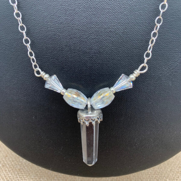 Product Image: Necklace: Quartz Crystal, Vintage Glass, Sterling Silver Chain 18: Springing Closure